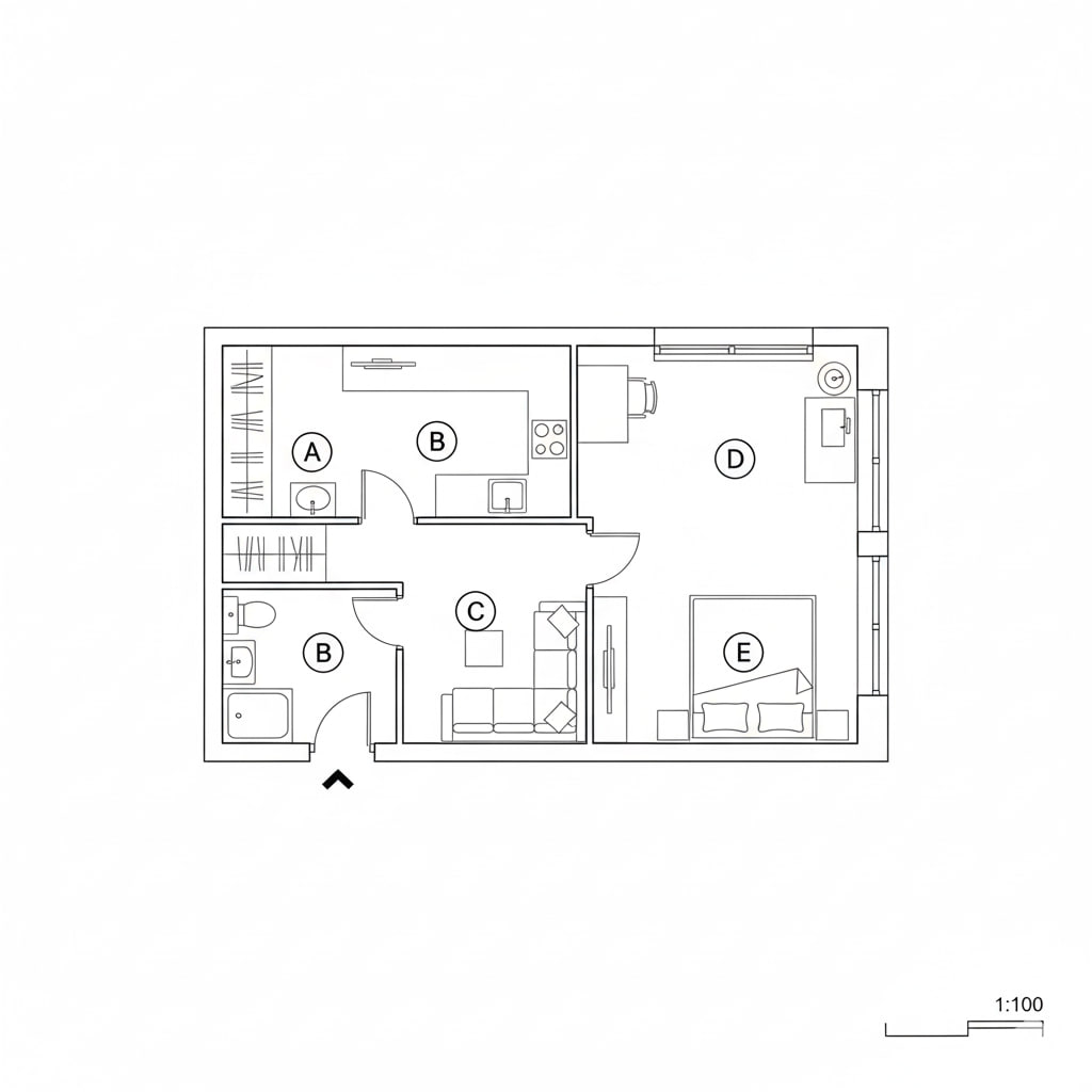 1-комнатная, 40 м²